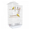 PawHut 39\" Bird Cage for Budgie, Cockatiel, Conure, Small Birds, Parrot Cage with Ladder, Swing, Toys, Perches, Tray, Feeding Bowls, Handle, White