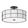 Dainolite Alcala 3 Light Semi-flush Mount Matte Black Finish White Shade Lamp