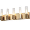 Dainolite Tube 5 Light Vanity Light Aged Brass Clear Fluted Glass Lamp