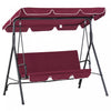 Outsunny 3-seat Patio Swing Chair, Outdoor Porch Swing Glider With Adjustable Canopy, Removable Cushion, And Weather Resistant Steel Frame, For Garden, Poolside, Backyard, Wine Red