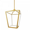 Dainolite Cage LED Pendant 46w Aged Brass Finish White Diffuser Lamp