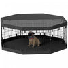 Pawhut Dog Playpen, 8 Panels Foldable Dog Pen With Waterproof Bottom Pad, Sunproof Top Cover, 24\"h Dog Fence For Indoor Outdoor, For Small And Miniature Dogs And Pets