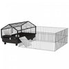 Pawhut Metal Small Animal Cage, Rabbit Cage For Guinea Pig, Chinchilla, Hedgehog, Bunny With Removable Wheels And Foldable Detachable Run Fence 47.2\" L X 66.9\" W X 24.4\"h