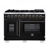Forno Capriasca 48\" Black Gas Range 6.58 cu.ft -FFSGS6460-48BLK