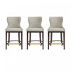 Blair Modern Wood Upholstered Counter Stool in Stone - Set of 3 Bar Stool
