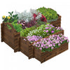 Outsunny 3 Pieces Raised Garden Bed, Wooden Planter Box, Rectangular Garden Flower Bed With Handles