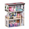 Qaba 13 Pcs Kids 3-story Dollhouse, Dreamhouse Villa, For Toddler, Little Girls, Multi-level House, With Elevator, Furniture Accessories Kit, For 3-6 Years Old, Pink