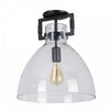 Dainolite Liberty 1 Light Semi-flush Mount Incandescent Matte Black Clear Glass Lamp