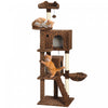 PawHut Cat Tree, 63 Inch Multi-Level Large Cat Tower with Sisal Scratching Posts, Condos, Plush Perches, Hammock, Ladder, Dangling Balls, for Indoor Kittens, Leopard Print