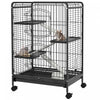 Pawhut 4-tier Small Animal Cage Pet Playpen For Rabbit Ferret Chinchilla On Wheels With Removable Tray Platform Ramp Food Dish Water Bottle, 24\" X 18\" X 37\"