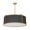 Dainolite Trapezoid 4 Light Pendant Drum Gold/Black Shade White Fabric Diffuser Lamp