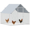 PawHut Metal Chicken Coop, Walk-in Large Chicken Run, Poultry Cage for 4-6 Hen, Duck, Rabbit with Water- and UV-Protection Cover, for Backyard, Garden, 6.6' x 6.6' x 6.6'