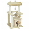 PawHut Cat Tree Tower Multi-Level Kitten House with Scratching Post Condo Hammock Bed Ball Toy - 19 x 19 x 35.5 Inches, Beige