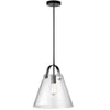 Dainolite Polly 1 Light Pendant Medium Matte Black Finish Clear Glass Lamp