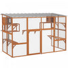 PawHut Catio Outdoor Cat Enclosure, 76\"Large Wooden Outdoor Cat House with Condos, Jumping Platforms, Scratching Posts, Waterproof Roof, Walk-in Kitty Cage for 1–5 Kittens, Orange