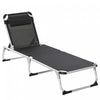 Outsunny Folding Lounge Chair With Headrest And Adjustable Backrest, Black