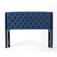 Hansen Upholstered Wingback Headboard With Button Tufting,king Size,dark Navy
