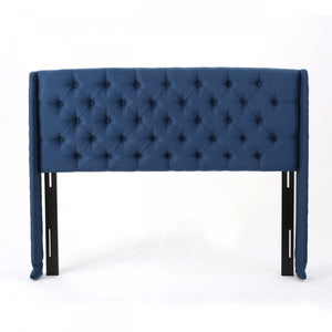 Hansen Upholstered Wingback Headboard With Button Tufting,king Size,dark Navy