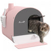 Pawhut Large Cat Litter Box With Lid, Enclosed Kitty Litter Box With Slide-out Tray, Scoop, Filter, Pink