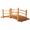 Outsunny 5ft Wooden Garden Bridge Classic Arc Footbridge With Guardrails For Stream Pond Walkway, Orange