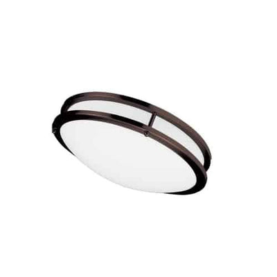 Dainolite Cfled Ceiling Flush Mount 12" Dia Bronze Finish White Shade Lamp|Plafonnier affleuré Cfled de Dainolite de 12 po de diamètre, avec abat-jour blanc et fini bronze