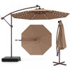 Costway Patio 10FT Hanging Offset Umbrella 32 LED Lights Sand Bag Outdoor Cross Base