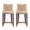 Shubert Modern Wood Upholstered Counter Stool in Tan - Set of 2