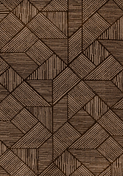 Covington Brown Taupe Striped Geometric Design Rug, 6'7" x 9'10" Indoor Area Rug | Tapis Covington brun taupe a rayures geometriques, 6'7" x 9'10"