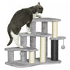Pawhut 20\" Cat Tree, 2 In 1 Cat Tower 3 Steps Pet Stairs With Scratching Posts, Tickling Post, Toy Balls, Cat Stairs For Bed, Couch, Sofa, Light Grey