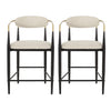 Aubrey Counter Stool Set Of 2 With Open Back,fabric Upholstery, Metal Frame - Beige