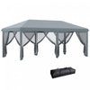 Outsunny 10'x20' Pop Up Canopy Tent With 6 Removable Mesh Sidewalls Gray