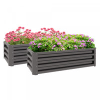 Outsunny Set Of 2 Raised Garden Bed, Steel Planters For Outdoor Plants, Elevated Planter Box, Easy-t