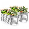 Costway 2 Pcs Raised Garden Bed Kit Planter Raised Garden Boxes Outdoor 65\" X 32\" X 24\" Silver