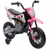 Qaba Kids Dirt Bike with Twist Grip Throttle, 12V Electric Motorcycle, Electric Bike with Training Wheels, Spring Suspension & Music, for Toddler 3-6 Years, Pink