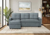 Sleeper Sofa, 90\" Length, Convertible Sofa Bed, Storage Chaise, Light Blue Fabric Sleeper Sofa