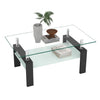 Liam Modern Rectangle Clear Tempered Glass Coffee Table,Black