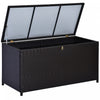 Outsunny 75 Gallon Wicker Outdoor Storage Box, Deck Box With Gas Strut