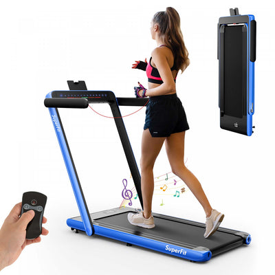 Superfit 2.25hp 2 In 1 Folding Treadmill Jogging Machine W/app Control Blue