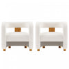 Amirah Modern Velvet Lounge Chair in White - Set of 2