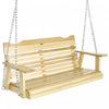 Outsunny Hanging Porch Swing, Patio Swing With Armrests, Natural Wood