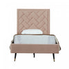 Crosby Modern Upholstered Velvet Twin Bed in Nude