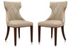Manhattan Comfort Set of 2 Reine Faux Leather Dining Chairs - Cream & Walnut