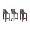 Fifth Avenue Traditional Wood Upholstered Barstool in Graphite - Set of 3