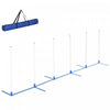 PawHut Adjustable Dog Agility Training Obstacle Set with Weaves Poles and Storage Bag for Pet Dogs Outdoor Games Exercise Blue and White