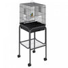 Pawhut 44.5\"h Metal Bird Cage Parrot Play Spot Stand W/ Wheel Storage Shelf Multi-doors Black
