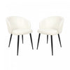 Looma Contemporary Modern Vegan Leather Metal Side Chair in Ivory - Set of 2