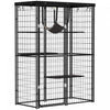 Pawhut Catio Outdoor Cat Enclosure, Weld Wire Outdoor Cat House With Waterproof Cover, 4 Jumping Platforms, Hammock, Cat Cage Indoor For 1-3 Kittens, 46.5\" X 22\" X 62\", Black