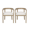 Tina Dining Arm Chairs Set Of 2 With Upholstery Fabric,open Back Style - Beige