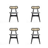 Colbert Industry Chic Cane Back Wood Upholstered Dining Chair in Black and Gray - Set of 4