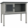 Pawhut Wooden Rabbit Hutch Bunny Small Animal House With Openable Asphalt Roof, Slide-out Tray, Indoor/outdoor, Grey